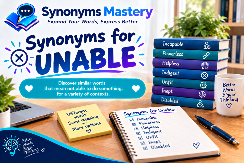 Synonyms for Unable